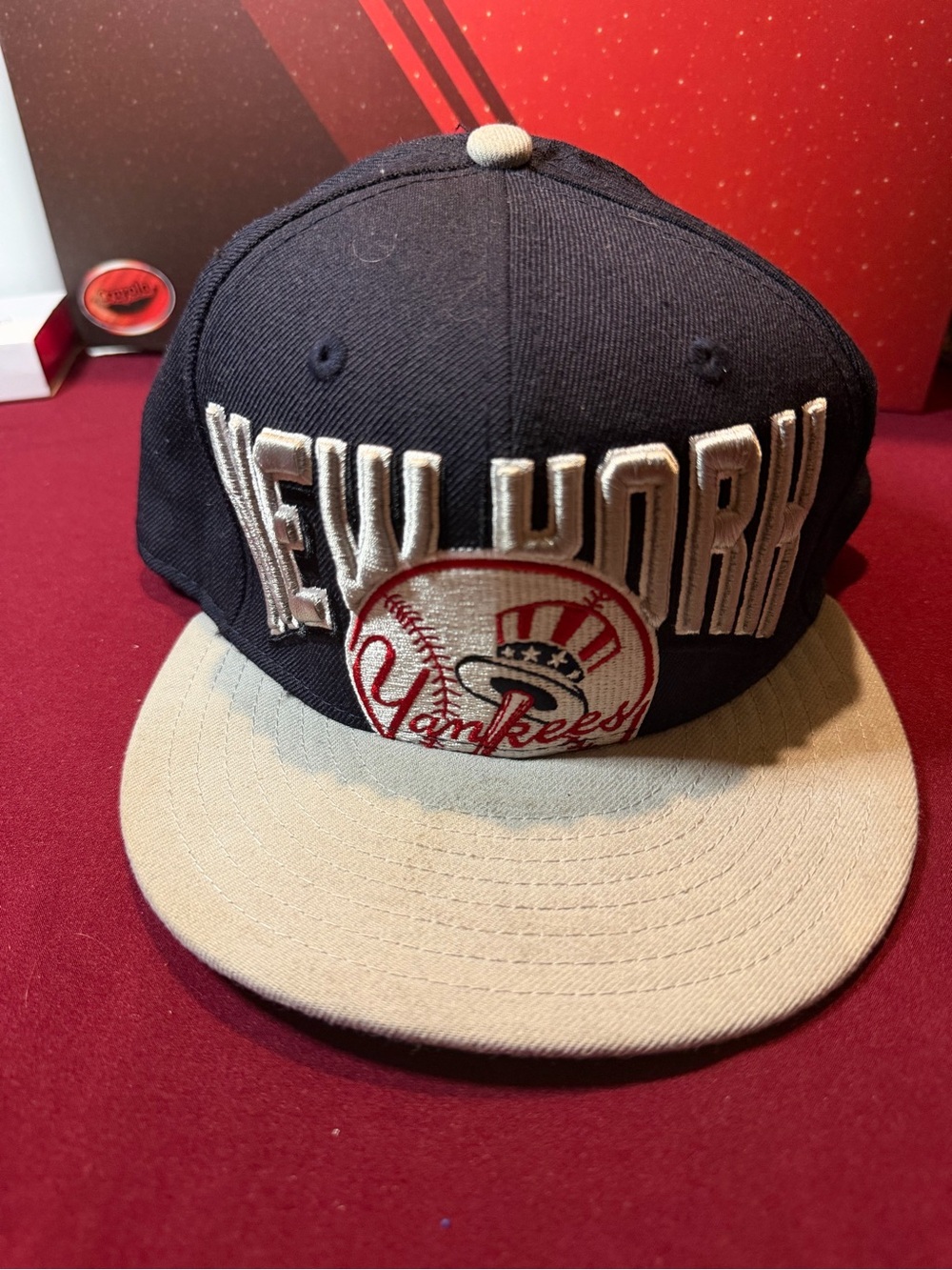 Men’s Two-Tone Snapback Hat - Navy and Tan